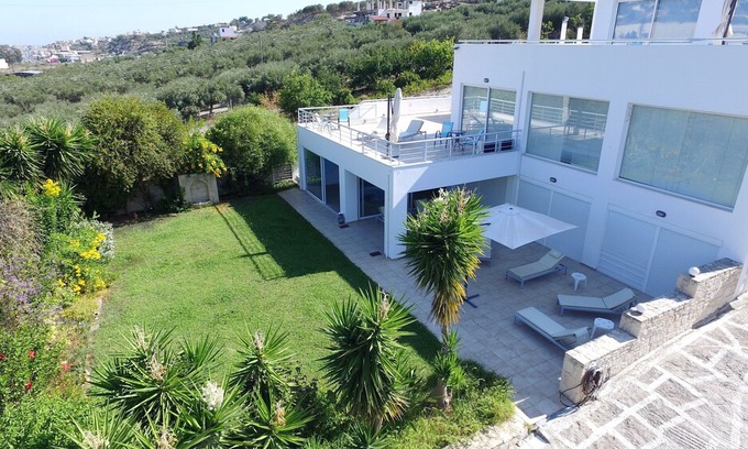 Heraklion Villa | Private "White Blue Spa Pool Luxury Villa" with sauna and gym!