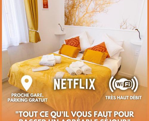 Chalons-en-Champagne Apartment | Promenade d'Automne - Netflix & Wifi - Climatisation- Parking Gratuit - check-in 24H24 - Emplacement Vélos - GoodMarning