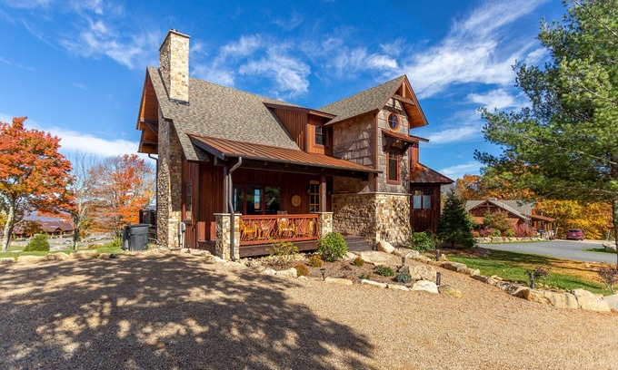 Banner Elk Cabin | Red, White and Views at Eagles Nest- club amenities, hot tub, long range views, pet friendly