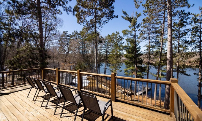Brainerd House | Relaxing retreat on Rice Lake! Quiet lake views w/full deck, fire pit, & hot tub