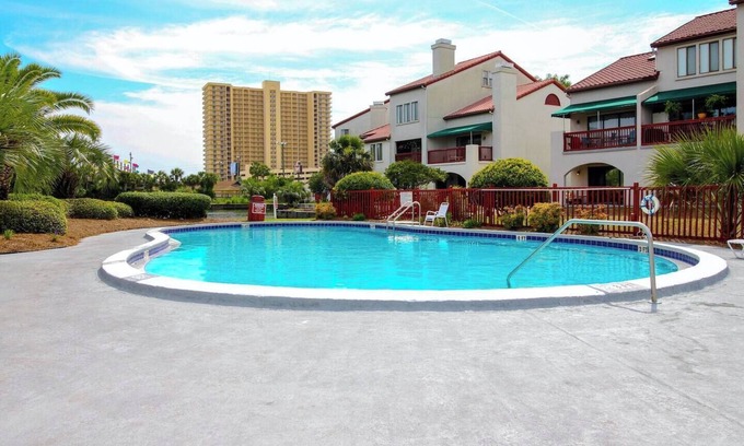 Gulf Lagoon Beach Condo | Resort Studio on Lagoon with Balcony, Pool, Sauna, Dock, Etc - 1 Block to Beach!