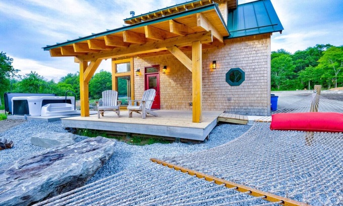 Ellsworth Cabin | River Views | Private Hot Tub | The Cherry Cabin