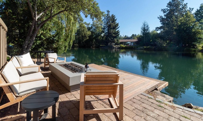 River West House | Riverfront LUXE- Private Waterfront Retreat, 4 Fireplaces, Salt Hot Tub, Dock