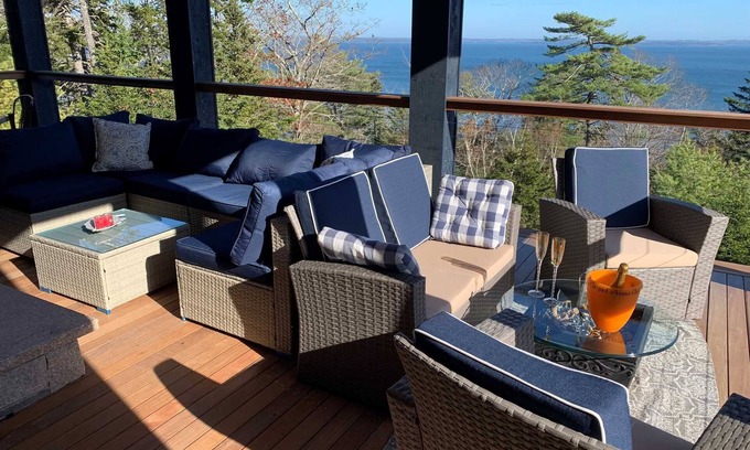 Hulls Cove Villa | Rockbilt Vista-Luxury wing of the Rockbilt Estate with stunning ocean views, 4 minutes to Acadia