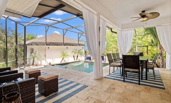 Palm Coast House | Romantic Beach Home with Heated Pool, Golf Cart