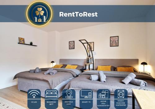 Stadtkern Apartment | RtR Essen - Für bis zu 8 Personen - Voll ausgestattet - Zentral Limbecker Platz - Messe - Uniklinikum - Smart TV - Modern