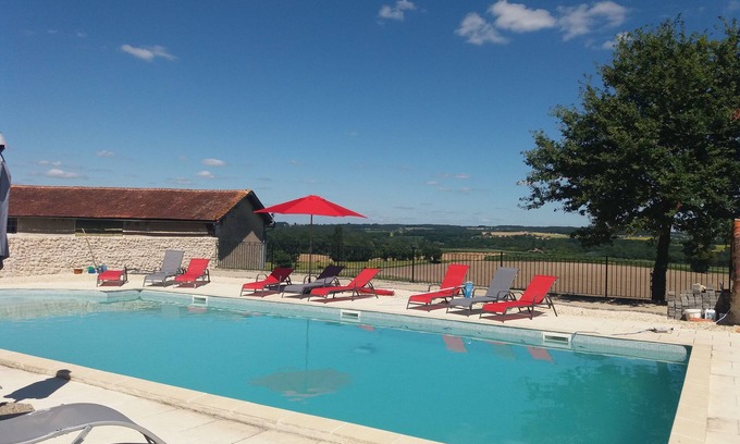 Courgeac Other | Rural retreat surrounded by vines , sleeping 19, with large exclusive pool