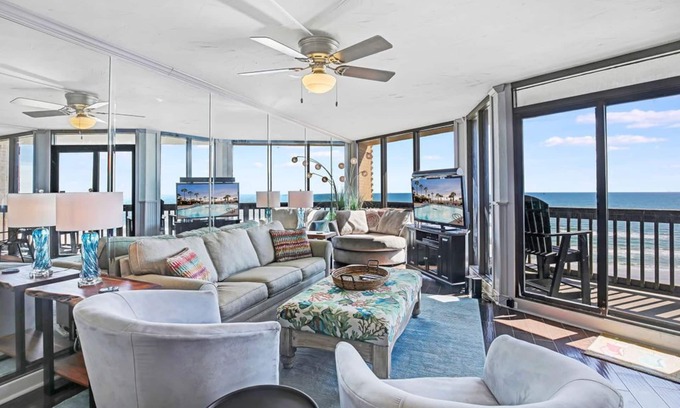 Port Aransas Condo | Sandpiper Condominiums 907, Panoramic Gulf Views w/direct access to Mustang Island/Port A beaches.