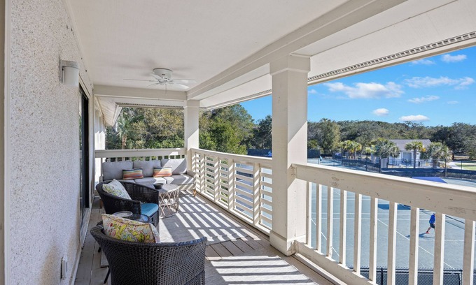 Seabrook Island Condo | Seabrook Getaway, Tennis Court View! Club and Pool Access!