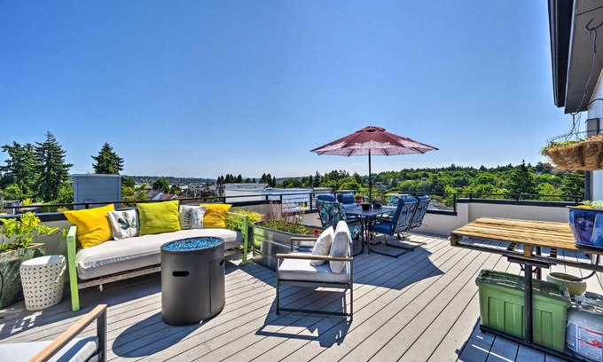 Sunset Hill House | Seattle Retreat with Canal and Mountain Rooftop Views!