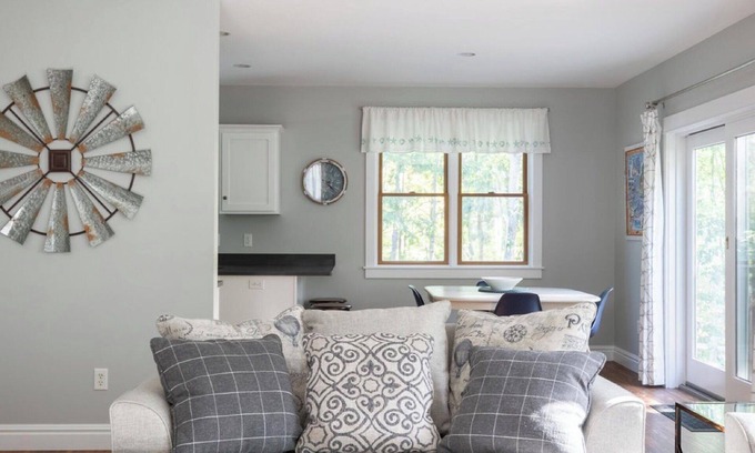 Kennebunkport Condo | Serene home near Goose Rocks Beach. Bubbling brook, bikes & beach gear