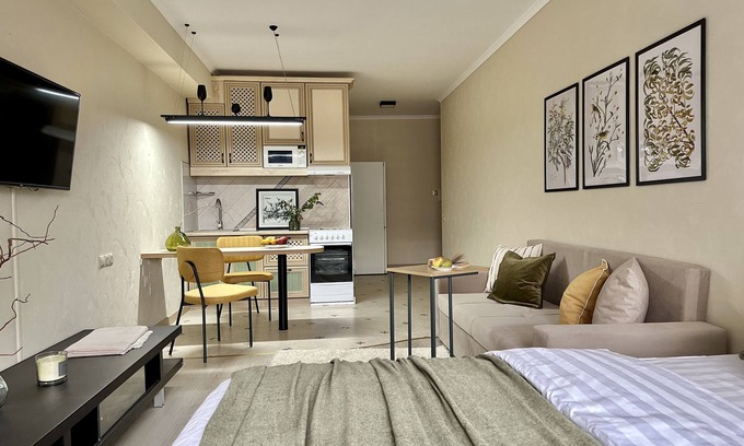 Almaty Apartment | "Singing birds" charming studio in center of Almaty with WiFi, AC
