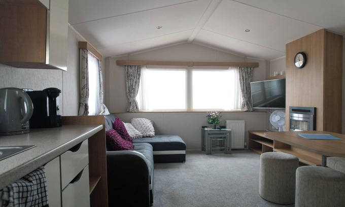 Kinmel Bay Cabin | Six Berth- Pet Friendly please ask ,Free WiFi ,Private secure decking,- Sea front with amazing views, Not to be missed