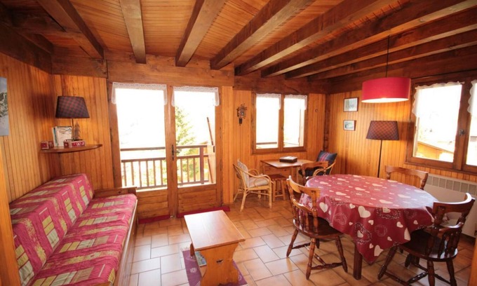 Les Saisies Apartment | Ski-in/ski-out & foot of the slopes, Ground floor, view ski slopes, balcony, tv, ski locker, 32m²