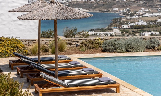 Naousa Villa | Sky 3 Bedroom Villa Sea View Private Pool