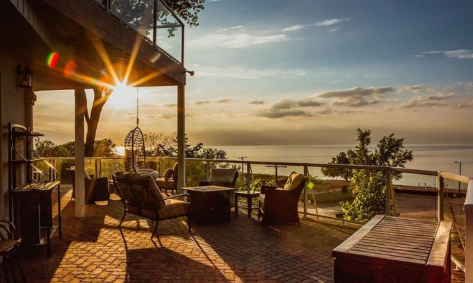 Portage Villa | Skyline Views, Hot Tub, Beachfront, Lavish Kitchen at Dunetop Villa
