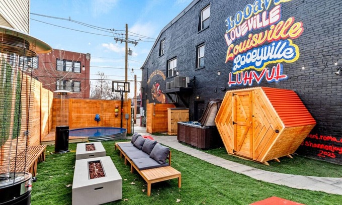 Downtown Louisville Apartment | Sleeps 12, HOT TUB, Cowboy Pool, Firepits, Yard Games