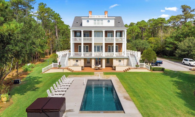 Newport House | Southern Splendor Luxury home, 5 acres, private pool & hot tub, boat dock