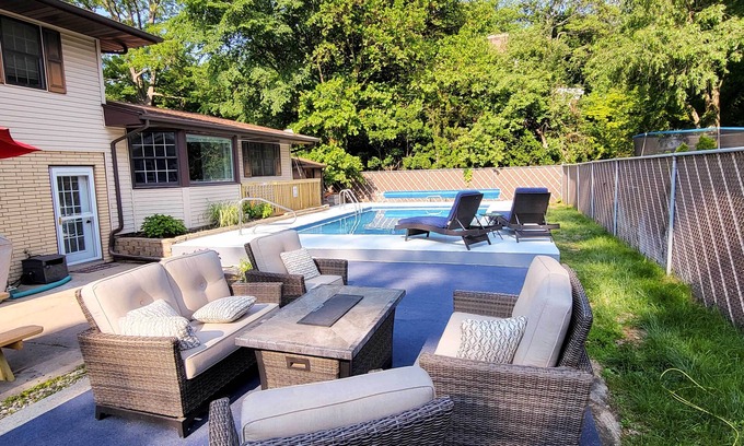 Michigan City House | Spacious Getaway w/Heated Private Pool!