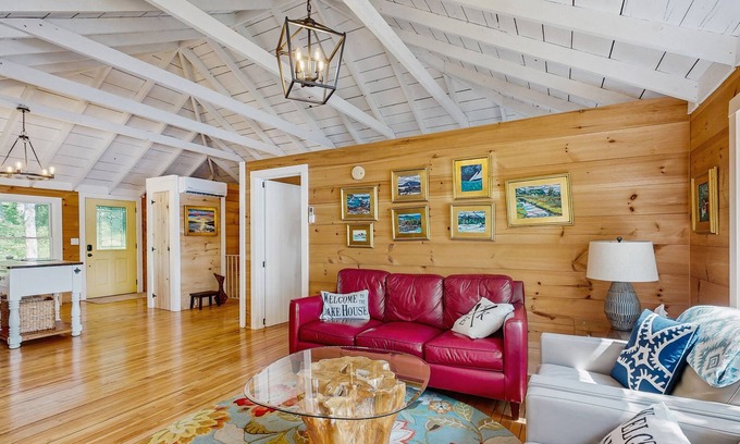 Union House | Spacious lakefront home with stunning views, hot tub, fire pit, dock & swimming