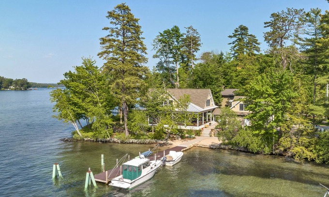 Gilford House | Spectacular Winnipesaukee Point Lot With Custom Home and Separate Guest Space