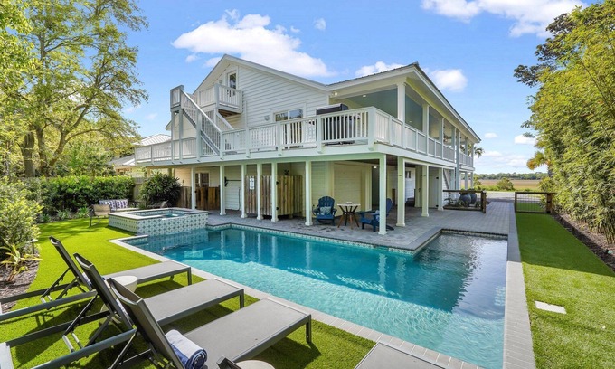East Beach House | Stay Salty: A Spacious 6-Bedroom Home with Marsh Views in Saint Simons Island, GA, Perfect for Family Getaways!