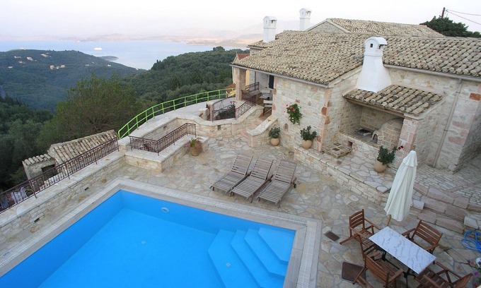 Petaleia Villa | Stone Villa Olympia with stunning Sea views, private pool - perfect for families