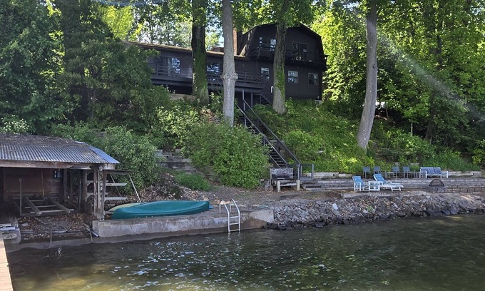 North Rose House | Stunning Large Waterfront Home on Sodus Bay w/Private Beach, Dock & In-Law Unit