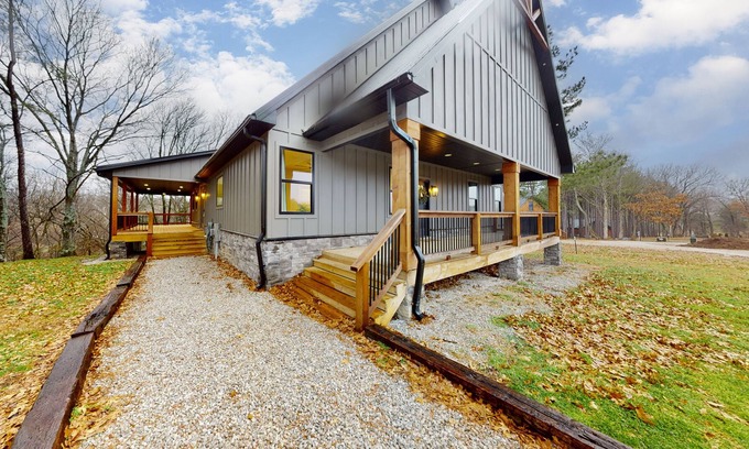 Berryville House | Stylish & spacious home - entertainer's deck with fireplace, TV, alfresco dining