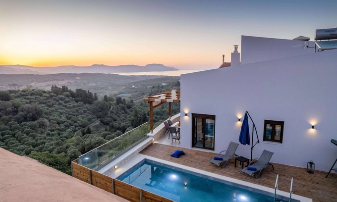 Filaki Villa | Stylish Villa with Heated Pool, Jacuzzi, Gym & Superb Views