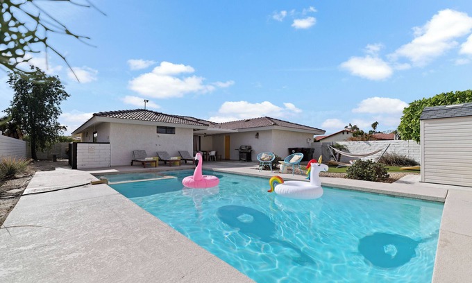 Bermuda Dunes House | Sunny SoCal Escape: Pool, Spa & Air Hockey Fun