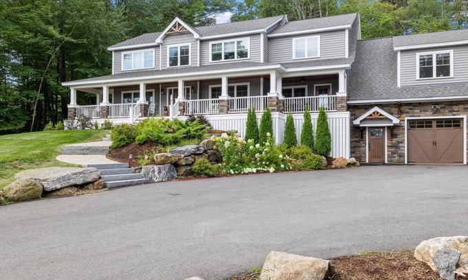 Gilford House | Sunset Veranda with peekaboo views of Winnipesaukee!