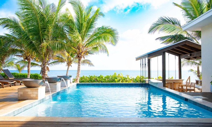 Farmer's Hill Villa | The Breakwater- Swim-Up Pool Bar with Swings on Sandy, Secluded Beach!