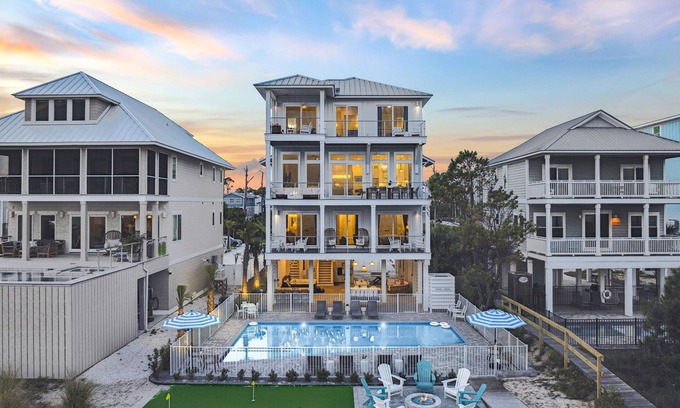 Cape San Blas House | Tides Beach House: Beachfront New Build- Sleeps 30, Pet Friendly, Priv. Pool