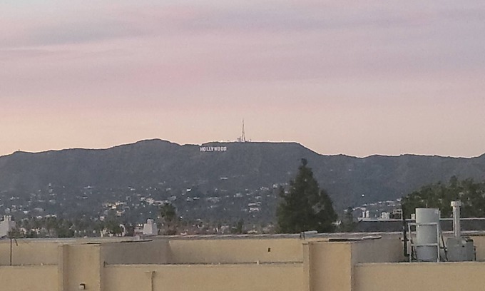 Rampart Village Apartment | Top floor rental unit with view of Hollywood sign