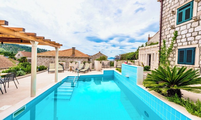 Lopud Island Villa | Traditional island villa with panoramic views, pool, sauna and alfresco dining