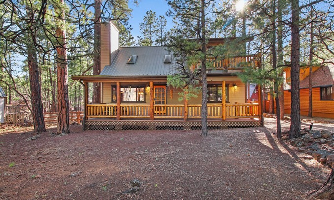 Pinetop Cabin | Tranquil Pinetop Getaway! w/Firepit, Grill, Deck, Pet-Friendly, Near Ski & Golf!