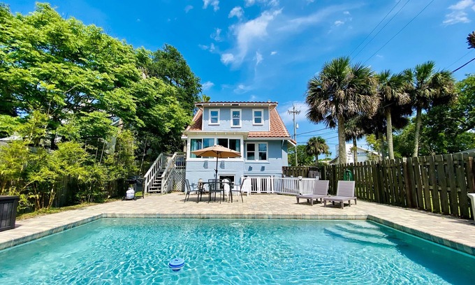 New Smyrna Beach House | UP TO 2 COTTAGES AVAILABLE, PRIVATE POOL, COURTYARD, STEPS FROM FLAGLER AVE.