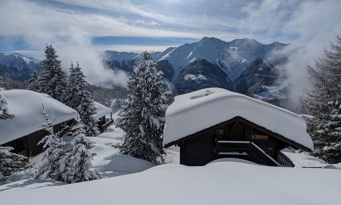 Riederalp Ski Chalet | Upper floor of cozy chalet with big balcony & stunning views