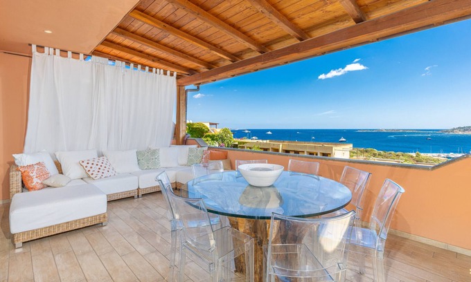 Portisco House | Vacation Home "Cristal House" with Sea View, A/C, Balcony, Garden & Terrace
