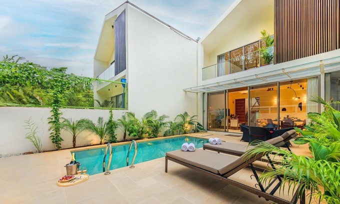 Vagator Villa | Vagator, modern architecture 3BHK private swimming pool villa in gated community
