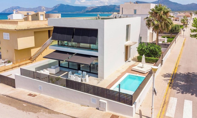 Son Serra de Marina Villa | Villa "Atzur" with Ocean View, Private Garden, Pool, Wi-Fi and Air-Conditioning