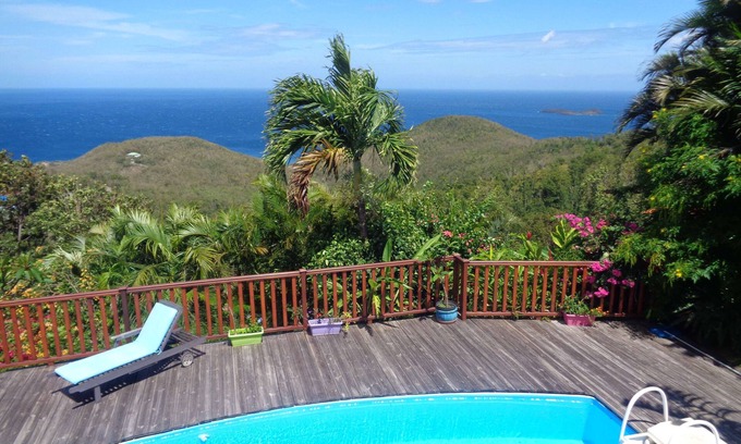 Bouillante Villa | Villa Fleur de Lune swimming pool Caribbean sea view Bouillante
