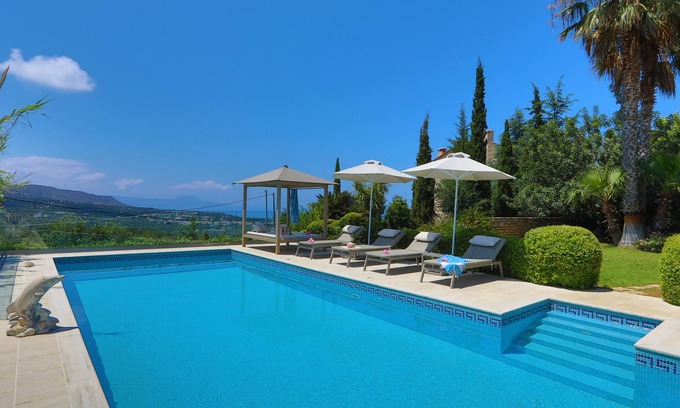 Atsipópoulon Villa | Villa Harmony, fantastic view, pool 12 m, cozy natural stone villa