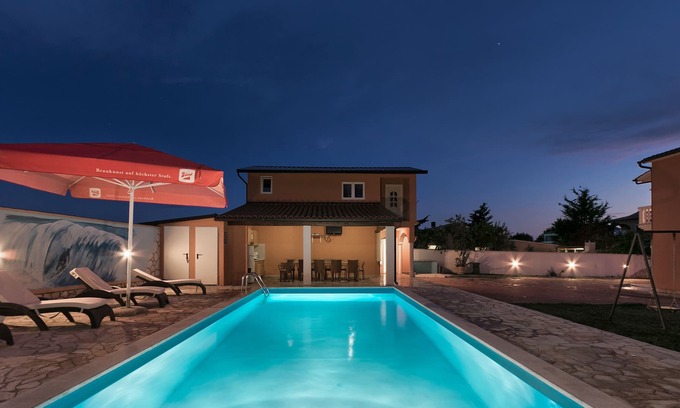 Skatari Villa | Villa Yasmin with Pool, heated indoor Pool, Sauna, Fitness, large porch