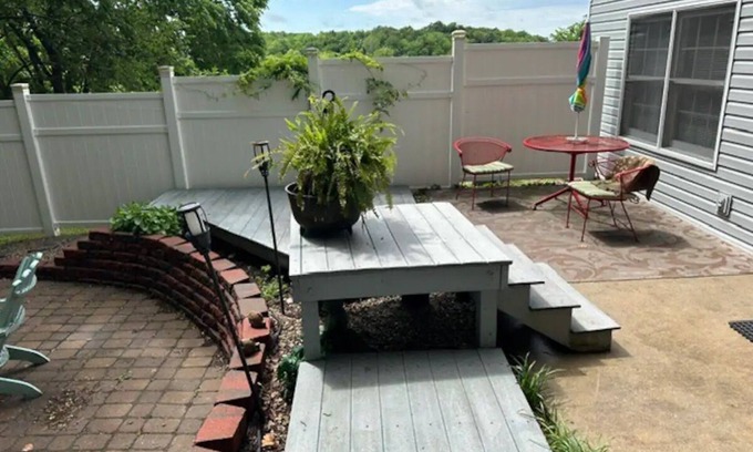 Republic Apartment | Walkout basement apartment with private patio supplied with a grill and fire pit