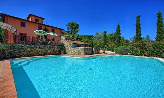 Sant'Andrea in Percussina Villa | Wonderful private villa with hot tub, WIFI, private pool, A/C, TV, panoramic view, close to Florence