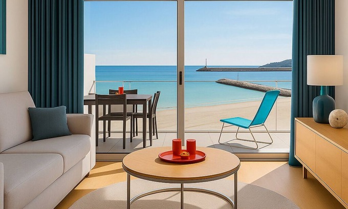 Santiago Apartment | Wonderful 2-bedr. apartment on the beach, balcony overlooking the sea, indoor pool and parking lot
