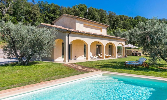 Castagneto Carducci House | Wonderful private villa for 6 people with A/C, WIFI, private pool, TV, patio and panoramic view