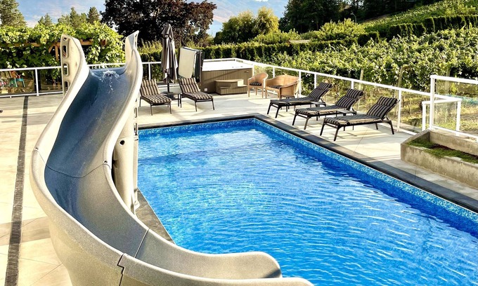 Central Okanagan House | Year-Round Heated Pool, Hot Tub, Private Vineyard, Lake Views